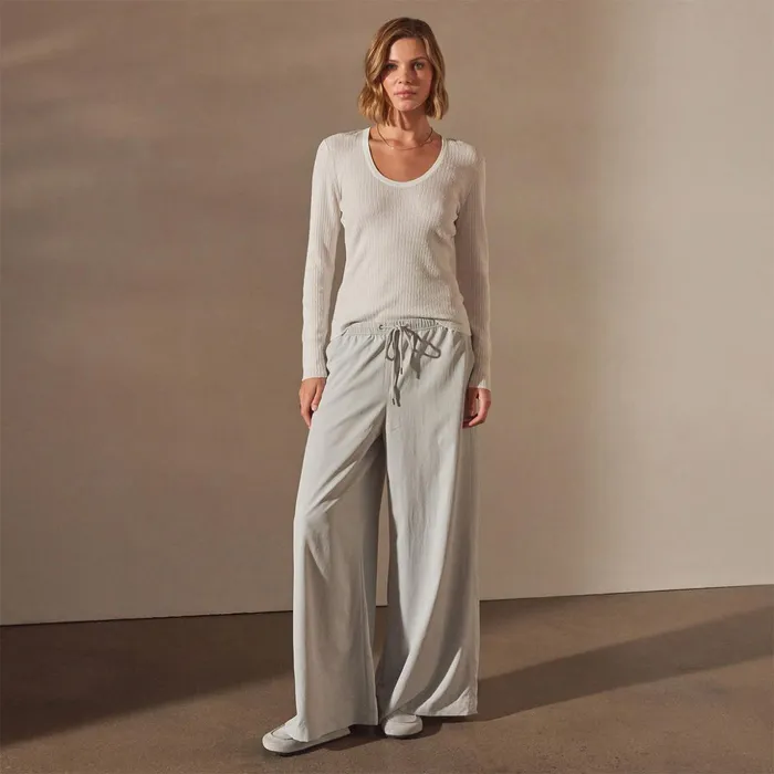 James Perse Tops Stretch Linen Ribbed U Neck White 8211 Women