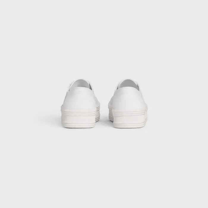 Jane Low LaceUp Sneaker In Canvas And Calfskin Optic White Women CELINE SNEAKERS