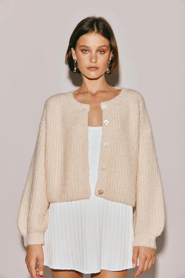 JumpersSweaters Women VRG GRL Elsie Knit Cardigan Cream