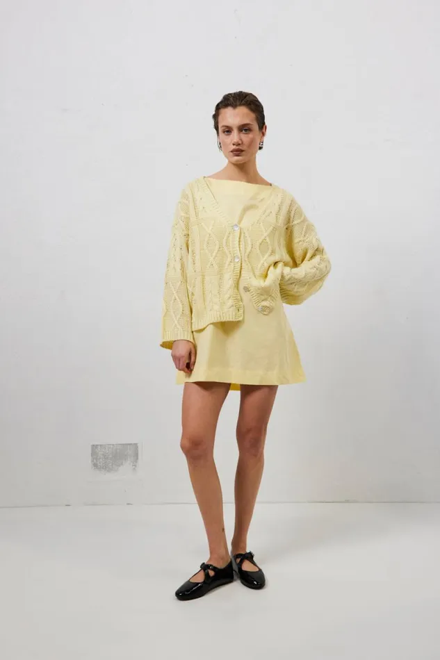 JumpersSweaters Women VRG GRL Lola Knit Cardigan Lemon