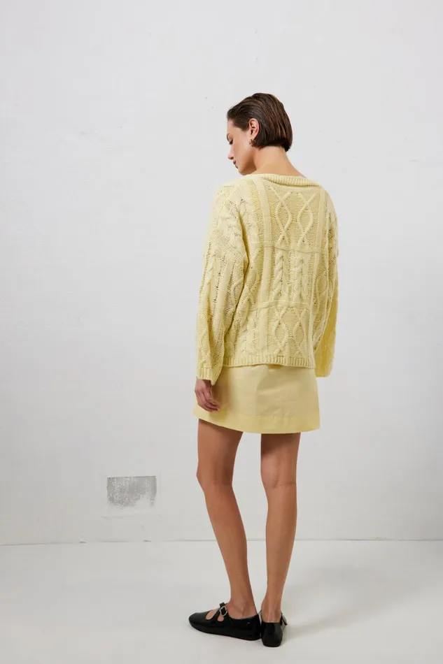 JumpersSweaters Women VRG GRL Lola Knit Cardigan Lemon JumpersSweaters Women VRG GRL Lola Knit Cardigan Lemon