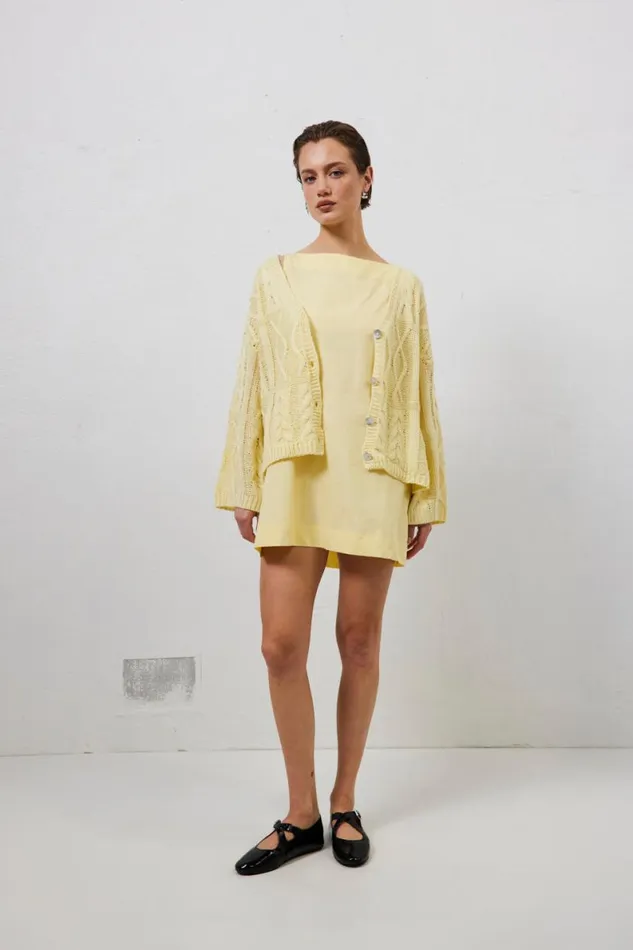 JumpersSweaters Women VRG GRL Lola Knit Cardigan Lemon JumpersSweaters Women VRG GRL Lola Knit Cardigan Lemon