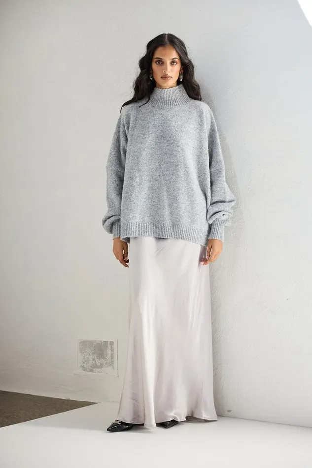 JumpersSweaters Women VRG GRL Yumi Knit Jumper Grey Marle JumpersSweaters Women VRG GRL Yumi Knit Jumper Grey Marle