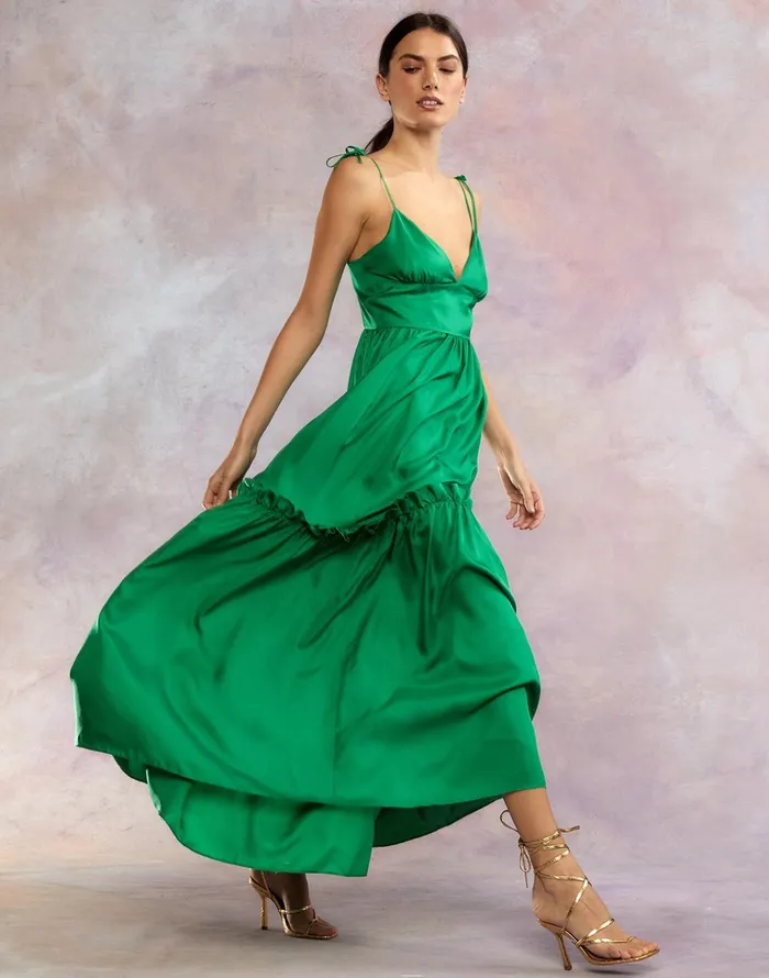 Kea Silk Dress 8211 Green Women Cynthia Rowley Dresses