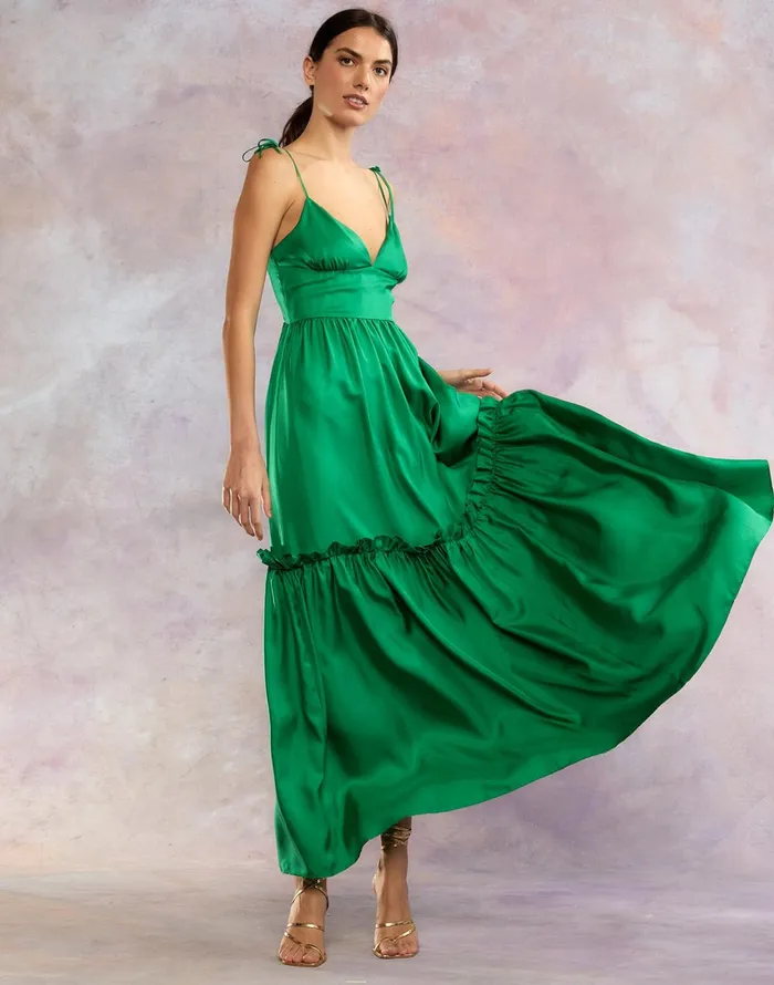 Kea Silk Dress 8211 Green Women Cynthia Rowley Dresses