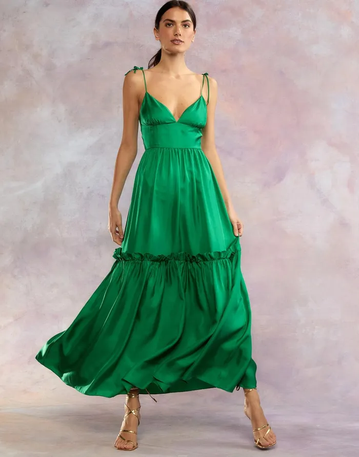 Kea Silk Dress 8211 Green Women Cynthia Rowley Dresses