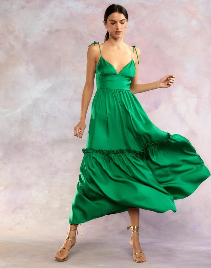 Kea Silk Dress 8211 Green Women Cynthia Rowley Dresses