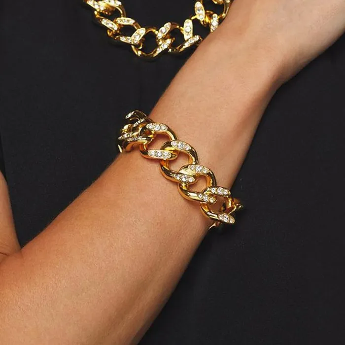 Kenneth Jay Lane Clear Crystal Bracelets Women Gold And Crystal Link Bracelet Kenneth Jay Lane Clear Crystal Bracelets Women Gold And Crystal Link Bracelet