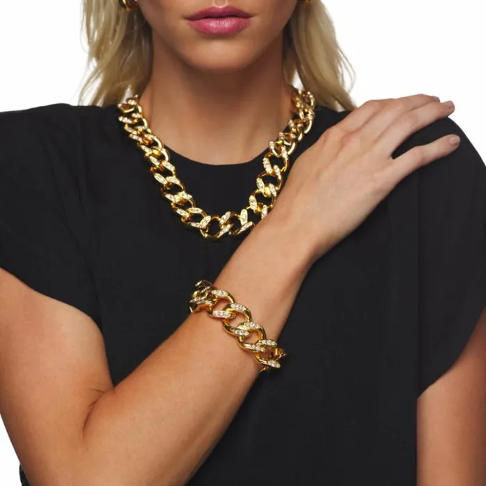 Kenneth Jay Lane Clear Crystal Bracelets Women Gold And Crystal Link Bracelet