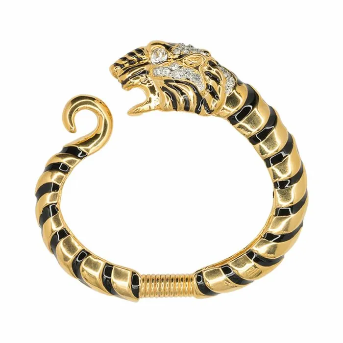 Kenneth Jay Lane Dark Color Bracelets Women Black and Crystal Tiger Head Bracelet Kenneth Jay Lane Dark Color Bracelets Women Black and Crystal Tiger Head Bracelet
