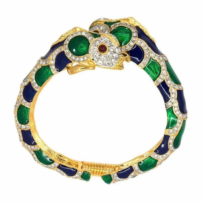 Kenneth Jay Lane Dark Color Gem Bracelets Women Green Blue and Crystal Fish Head Bracelet Kenneth Jay Lane Dark Color Gem Bracelets Women Green Blue and Crystal Fish Head Bracelet