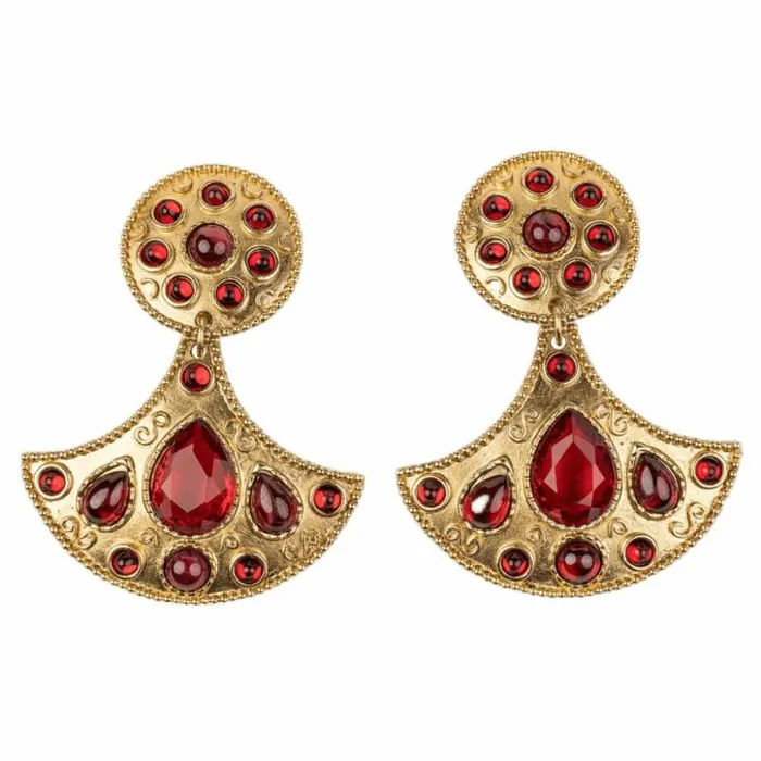 Kenneth Jay Lane Dark Color Gem Earrings Women Ruby Teardrop Drop Clip Earring Kenneth Jay Lane Dark Color Gem Earrings Women Ruby Teardrop Drop Clip Earring