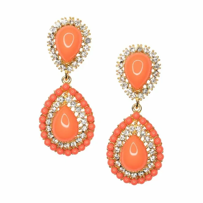 Kenneth Jay Lane Light Color Earrings Women Coral Teardrop Clip Earring