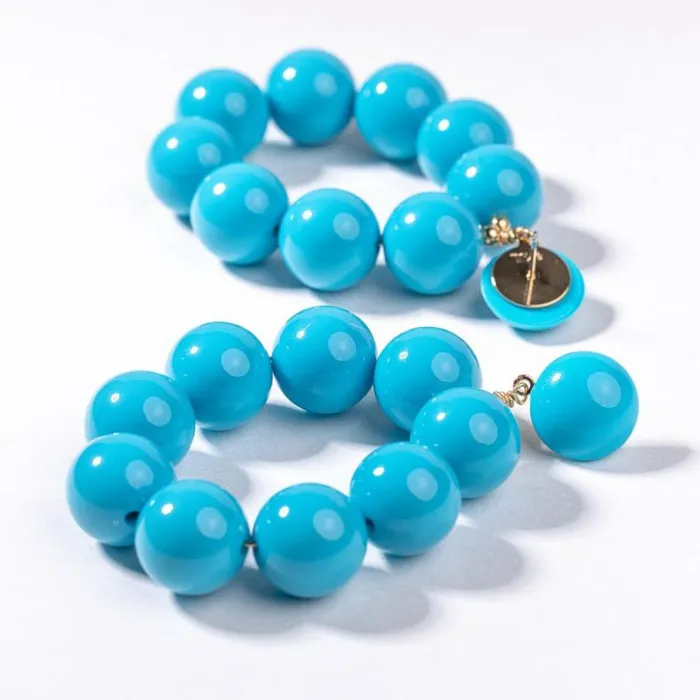 Kenneth Jay Lane Light Color Earrings Women Turquoise Balls Hoop Earring