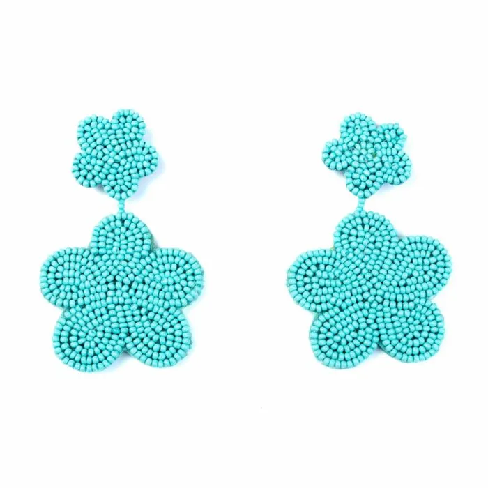 Kenneth Jay Lane Light Color Earrings Women Turquoise Bead Flower Earrings