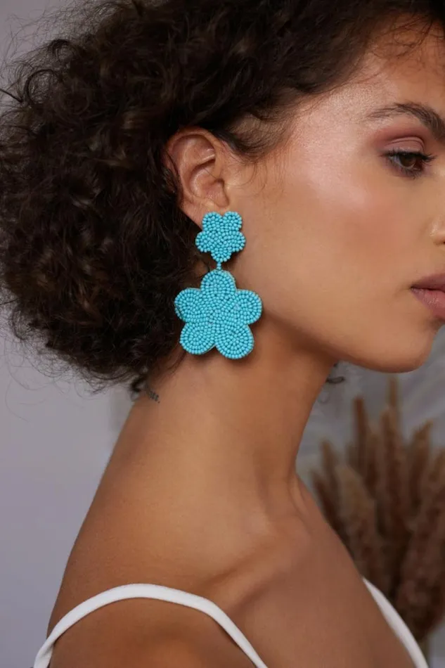 Kenneth Jay Lane Light Color Earrings Women Turquoise Bead Flower Earrings Kenneth Jay Lane Light Color Earrings Women Turquoise Bead Flower Earrings