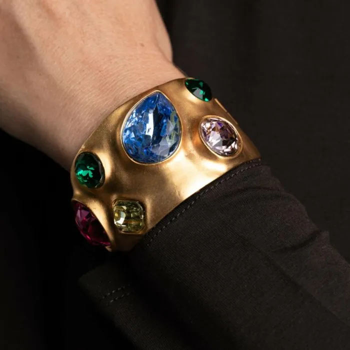 Kenneth Jay Lane Light Color Gem Bracelets Women Pastel Gemstone Cuff