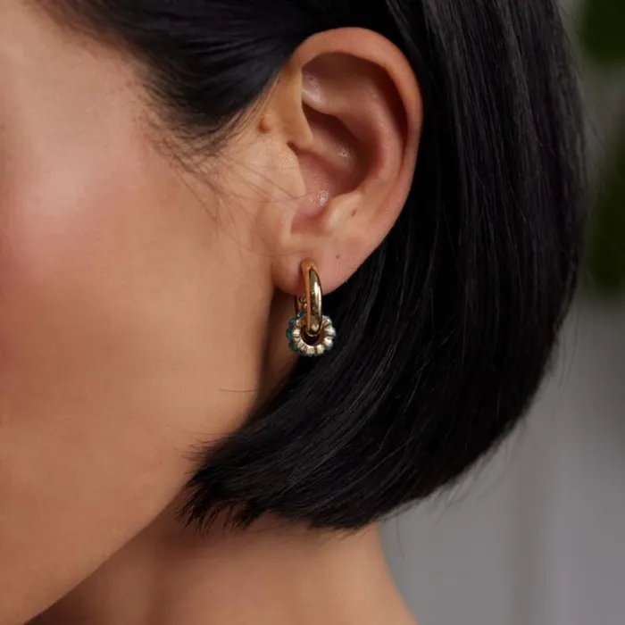 Kenneth Jay Lane Light Color Gem Earrings Women Gold Hoop Earring With Aqua Baguette Ring Kenneth Jay Lane Light Color Gem Earrings Women Gold Hoop Earring With Aqua Baguette Ring