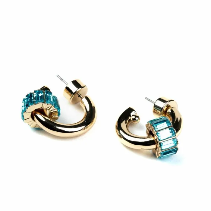 Kenneth Jay Lane Light Color Gem Earrings Women Gold Hoop Earring With Aqua Baguette Ring Kenneth Jay Lane Light Color Gem Earrings Women Gold Hoop Earring With Aqua Baguette Ring