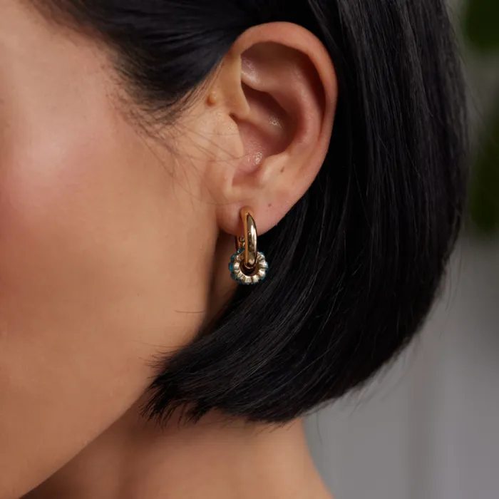 Kenneth Jay Lane Light Color Gem Earrings Women Gold Hoop Earring With Aqua Baguette Ring Kenneth Jay Lane Light Color Gem Earrings Women Gold Hoop Earring With Aqua Baguette Ring