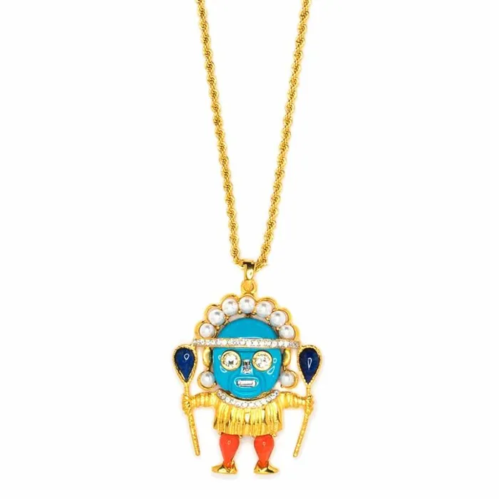Kenneth Jay Lane Light Color Necklaces Women Medicine Man Pendant Necklace