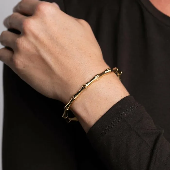 Kenneth Jay Lane Metallic Finish Bracelets Women Gold Bamboo Bangle