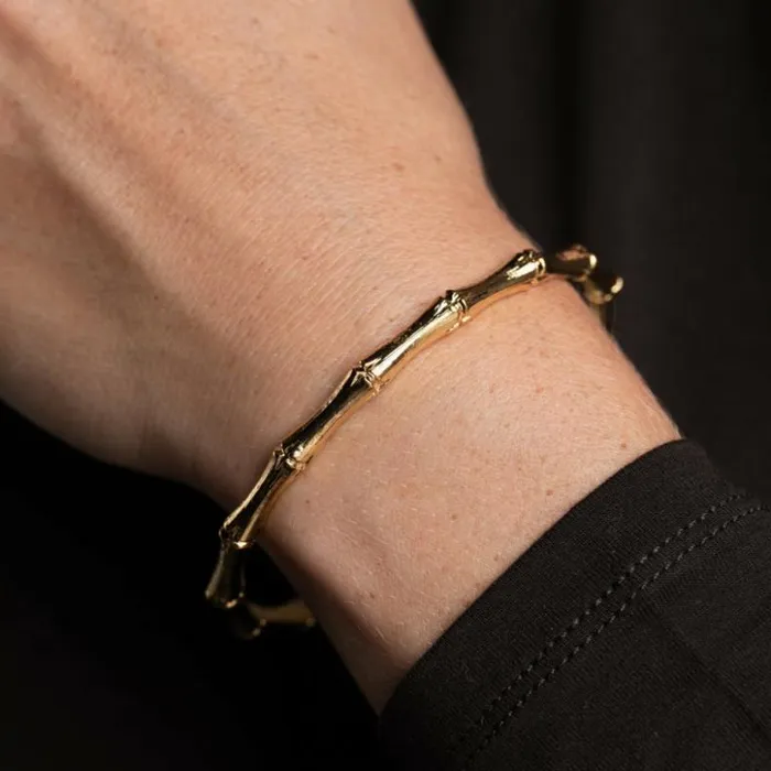 Kenneth Jay Lane Metallic Finish Bracelets Women Gold Bamboo Bangle