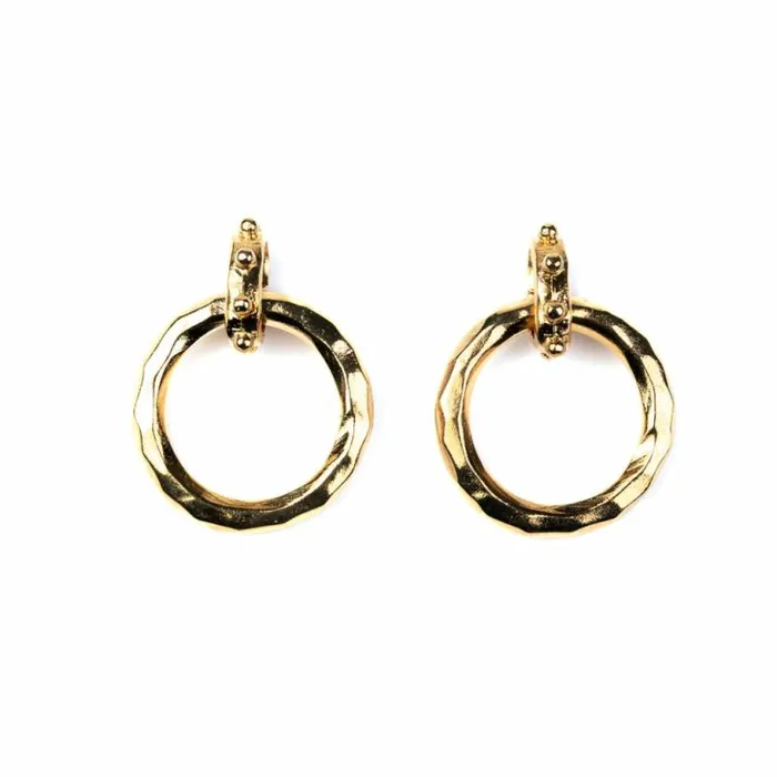 Kenneth Jay Lane Metallic Finish Earrings Women Gold Hammered Circle Drop Earrings Kenneth Jay Lane Metallic Finish Earrings Women Gold Hammered Circle Drop Earrings