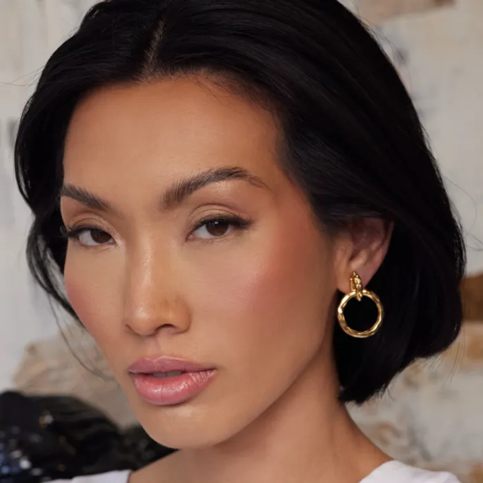 Kenneth Jay Lane Metallic Finish Earrings Women Gold Hammered Circle Drop Earrings