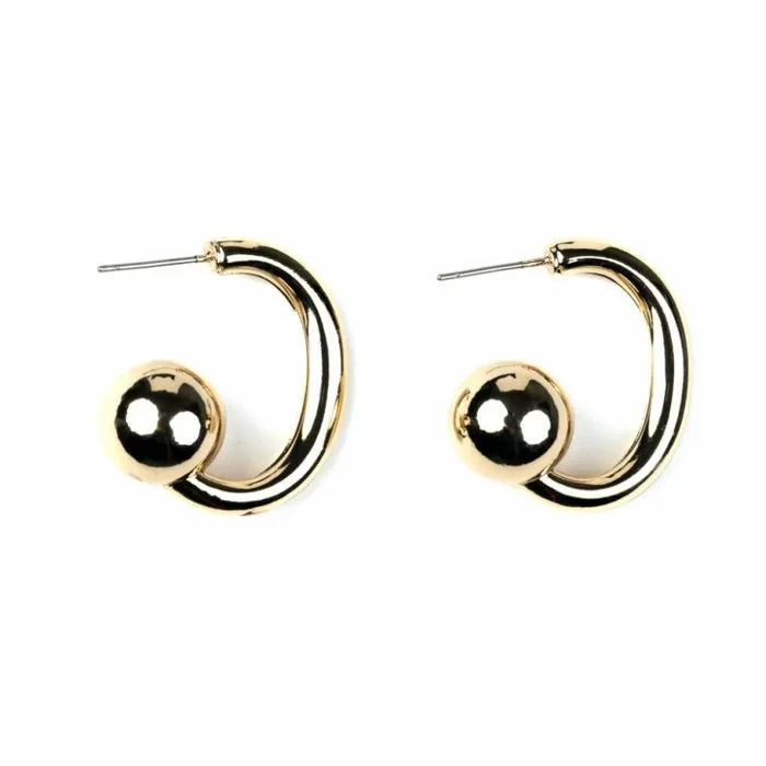 Kenneth Jay Lane Metallic Finish Earrings Women Gold Hoop With Ball End Post Earrings Kenneth Jay Lane Metallic Finish Earrings Women Gold Hoop With Ball End Post Earrings