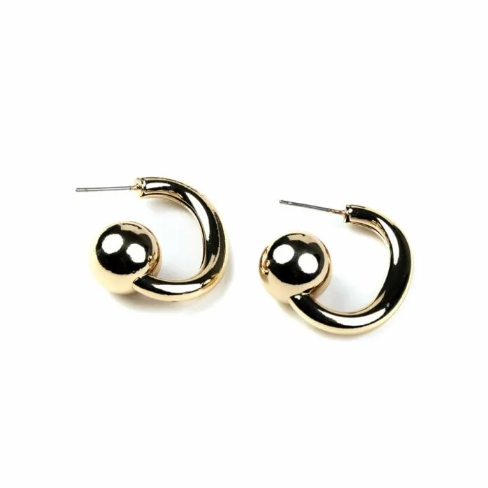 Kenneth Jay Lane Metallic Finish Earrings Women Gold Hoop With Ball End Post Earrings Kenneth Jay Lane Metallic Finish Earrings Women Gold Hoop With Ball End Post Earrings