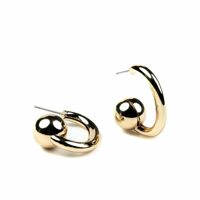 Kenneth Jay Lane Metallic Finish Earrings Women Gold Hoop With Ball End Post Earrings Kenneth Jay Lane Metallic Finish Earrings Women Gold Hoop With Ball End Post Earrings