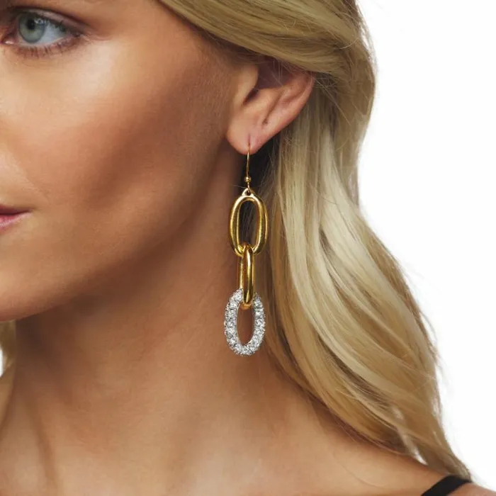 Kenneth Jay Lane Metallic Finish Earrings Women Link Fishhook Earring