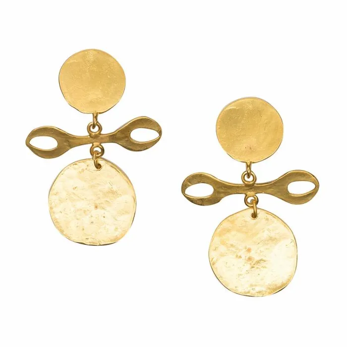 Kenneth Jay Lane Metallic Finish Earrings Women Satin Gold Tribal Clip Earrings Kenneth Jay Lane Metallic Finish Earrings Women Satin Gold Tribal Clip Earrings