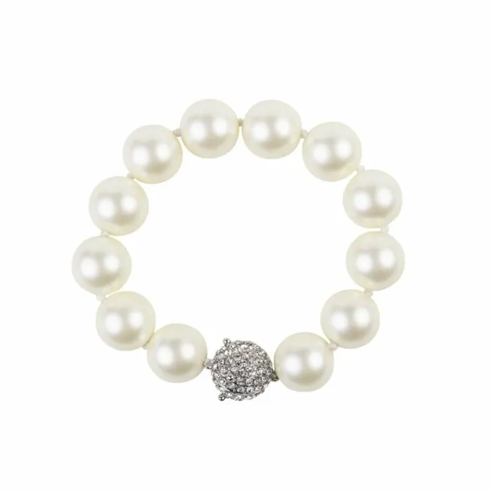 Kenneth Jay Lane Pearl Bracelets Women Rhinestone Clasp Pearl Bracelet