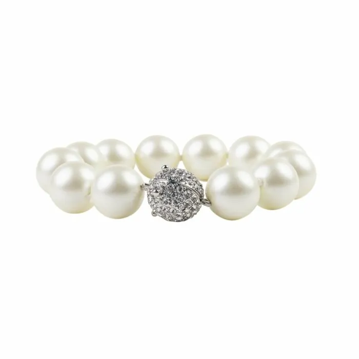 Kenneth Jay Lane Pearl Bracelets Women Rhinestone Clasp Pearl Bracelet