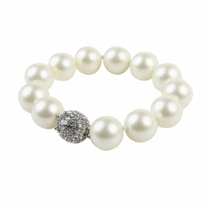 Kenneth Jay Lane Pearl Bracelets Women Rhinestone Clasp Pearl Bracelet