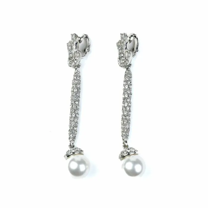 Kenneth Jay Lane Pearl Earrings Women Pearl Bottom Rhinestone Drop Clip On Earrings Kenneth Jay Lane Pearl Earrings Women Pearl Bottom Rhinestone Drop Clip On Earrings