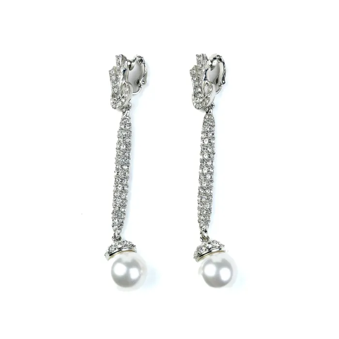 Kenneth Jay Lane Pearl Earrings Women Pearl Bottom Rhinestone Drop Clip On Earrings Kenneth Jay Lane Pearl Earrings Women Pearl Bottom Rhinestone Drop Clip On Earrings
