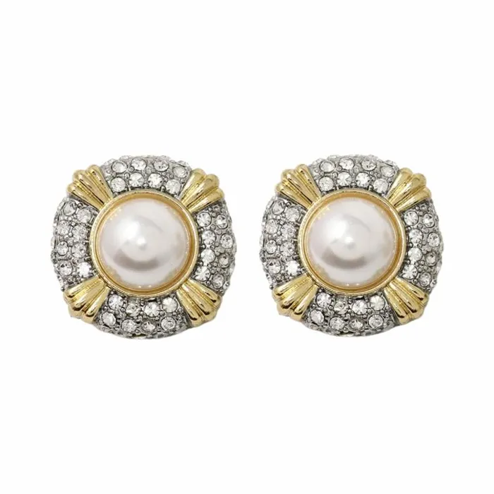Kenneth Jay Lane Pearl Earrings Women Two Tone White Pearl Earring