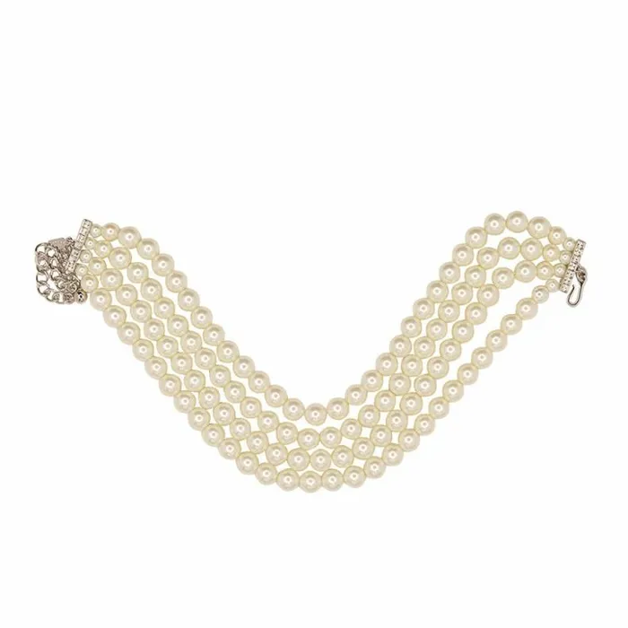 Kenneth Jay Lane Pearl Necklaces Women Four Row Pearl Choker Kenneth Jay Lane Pearl Necklaces Women Four Row Pearl Choker