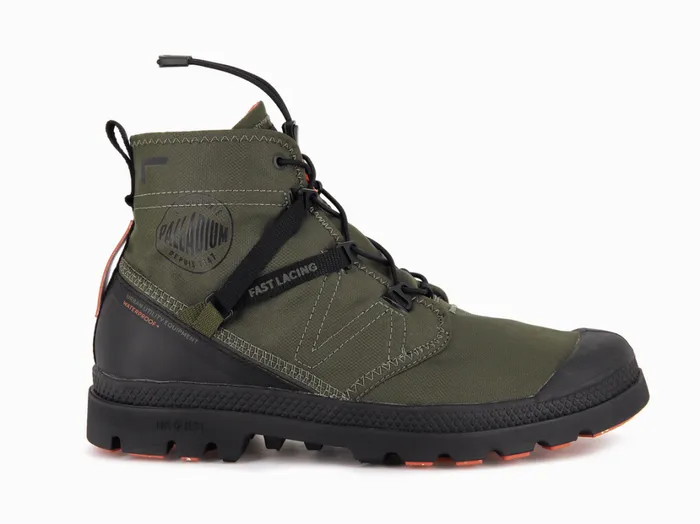 Kids Boots PALLADIUM PAMPA TRAVEL LITE WATERPROOF Olive Night