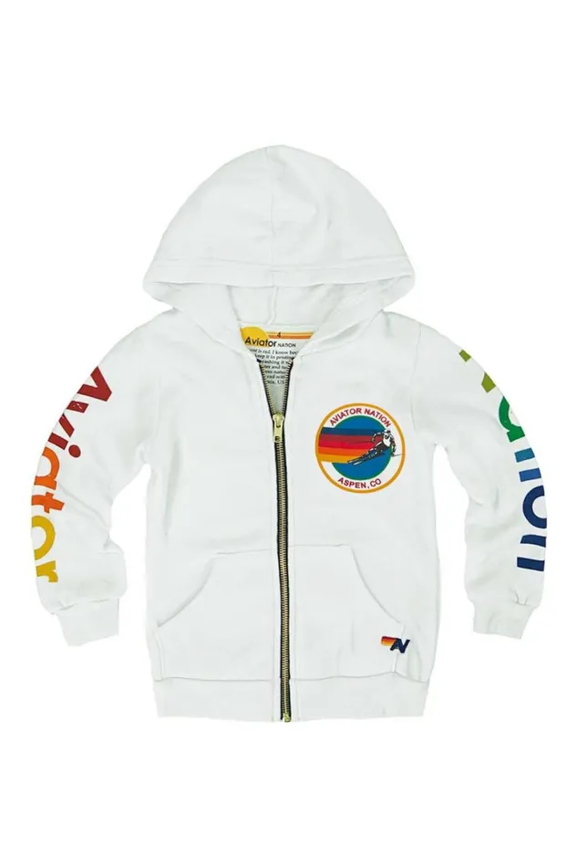 Kids Hoodies Aviator Nation Aspen Zip Hoodie 8211 White