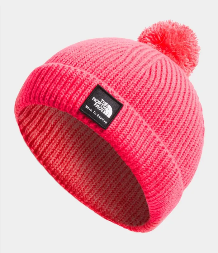 Kids Littles Box Logo Pom Beanie Paradise Pink The North Face Beanie