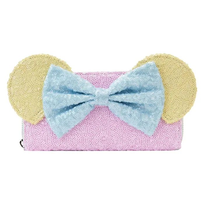 Limited Edition Exclusive 8211 Minnie Mouse Pastel Sequin Zip Around Wallet Unisex Loungefly Bags and Wallets