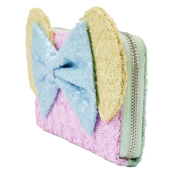 Limited Edition Exclusive 8211 Minnie Mouse Pastel Sequin Zip Around Wallet Unisex Loungefly Bags and Wallets