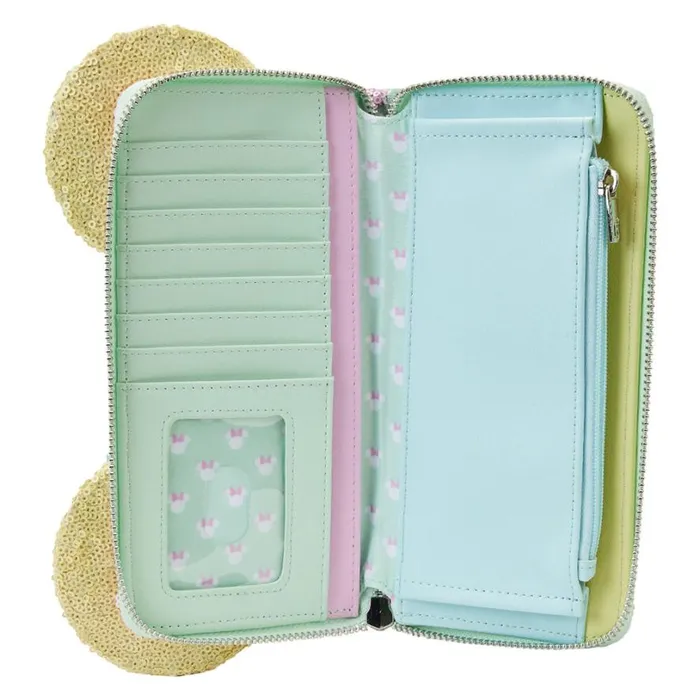 Limited Edition Exclusive 8211 Minnie Mouse Pastel Sequin Zip Around Wallet Unisex Loungefly Bags and Wallets