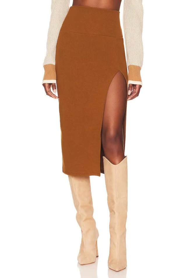 Liv Midi Skirt Latte Brown Women Lovers and Friends Skirts