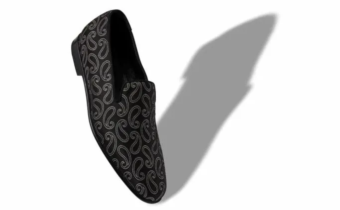 Loafers Men Manolo Blahnik MARIOBlack Silk Jacquard Loafers