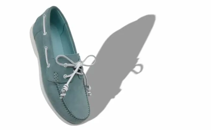 Loafers Men Manolo Blahnik SIDMOUTHLight Blue Suede Boat Shoes